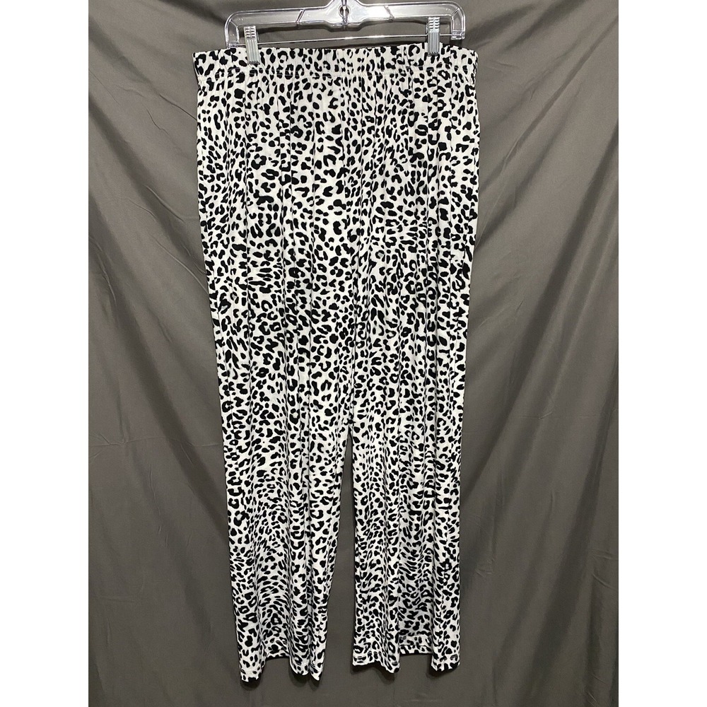 Roaman's Women's Wide Leg Pants 14/16 Leopard Print Pull On Stretch